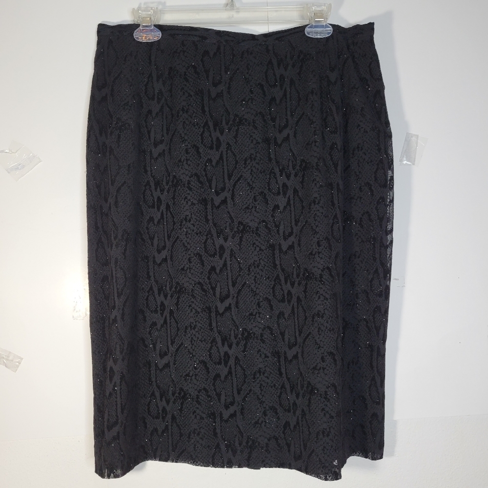 Womens Black Snake Print Sparkly knee length Due per Due Collection Size 16